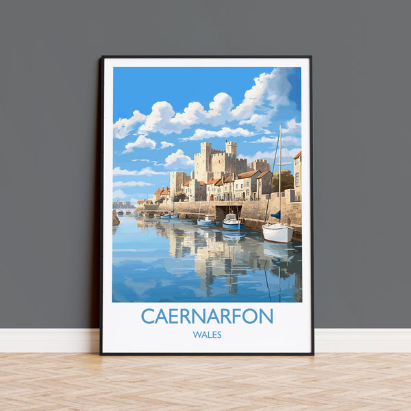 Caenarfon Travel Poster, Caenarfon Travel Print, Wales, Welsh Art, Caenarfon Gift, Wall Art Print