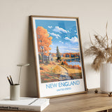 New England Poster, Travel Print of New England, New England State, USA, Travel Gift NQ Media Designs