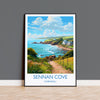 Sennan Cove Travel Poster, Travel Print of Sennan Cove, England, Cornwall Art, Cornwall Gift, Wall Art Print