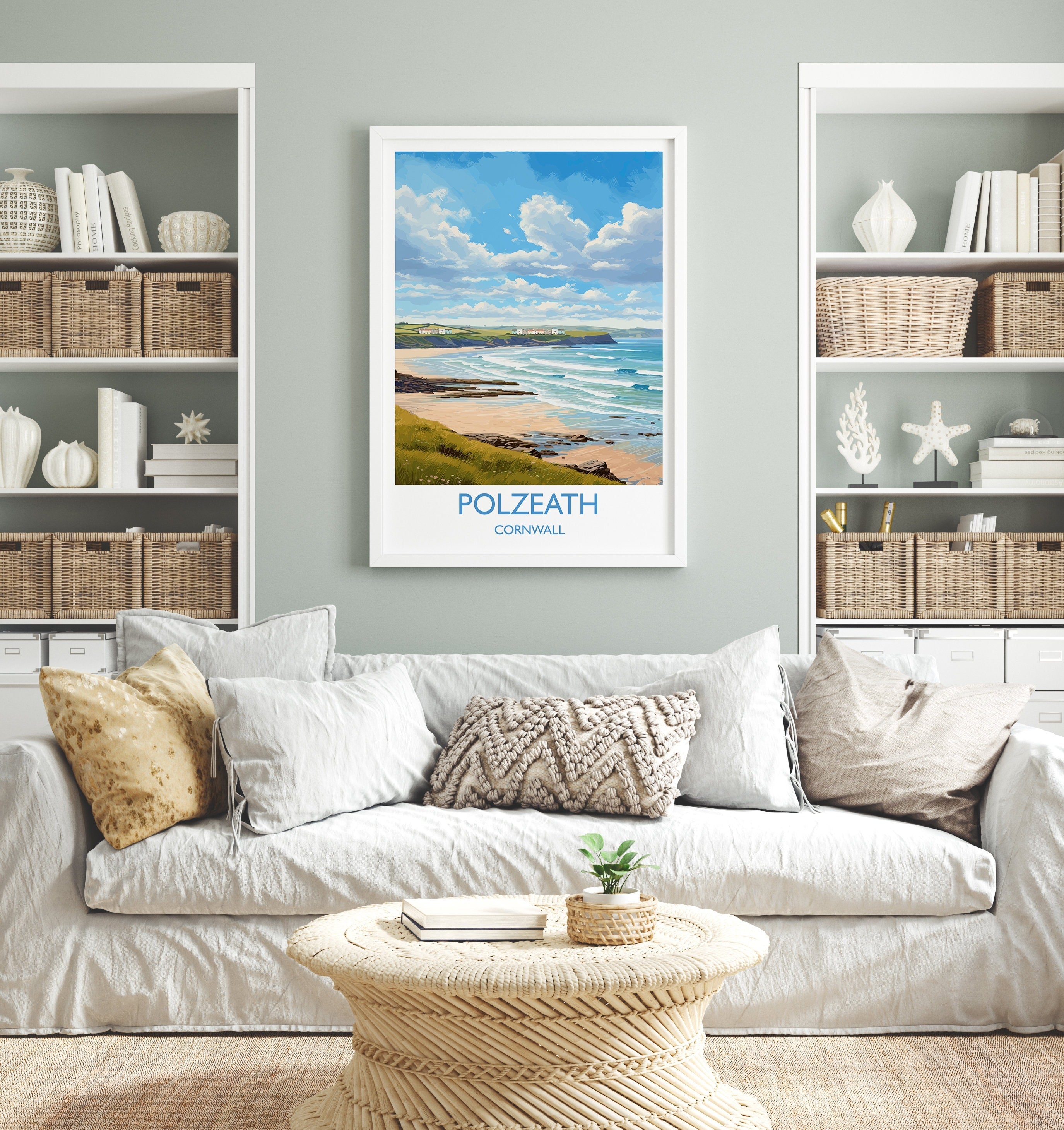 Polzeath Travel Poster, Travel Print of Polzeath, England, Cornwall Art, Cornwall Gift, Wall Art Print NQ Media Designs