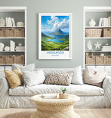 Highlands Poster, Travel Print of Highlands, Scotland, UK, Travel Gift NQ Media Designs