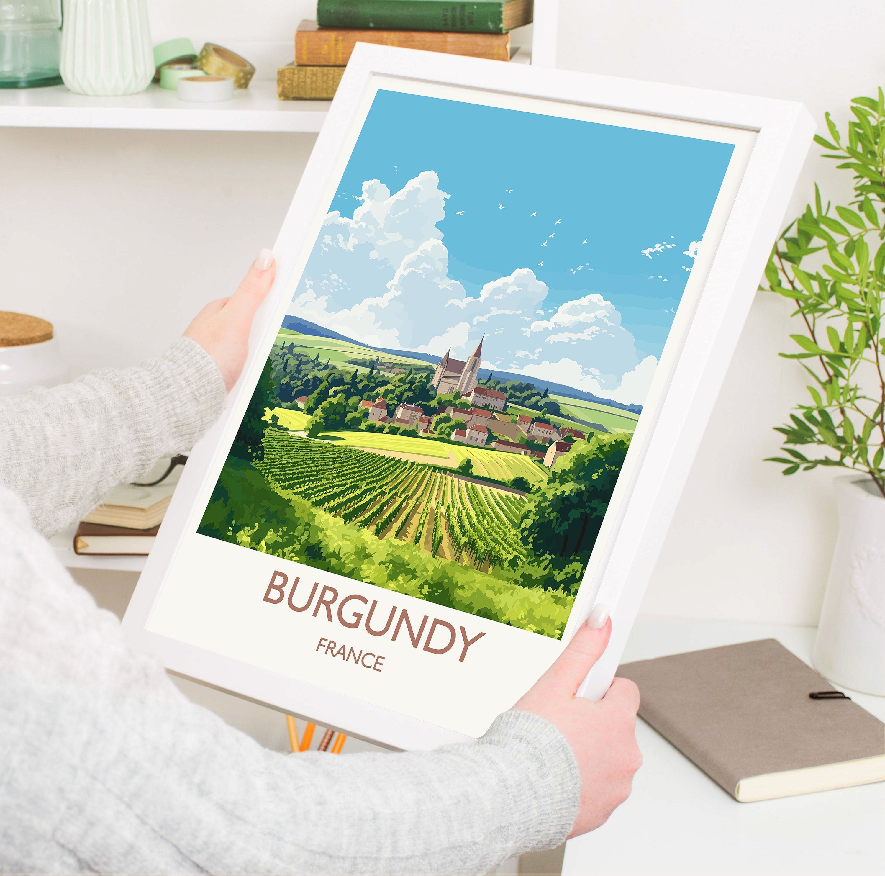 Burgundy Poster, Travel Print of Burgundy, Wine Region, France, Europe, Travel Gift NQ Media Designs