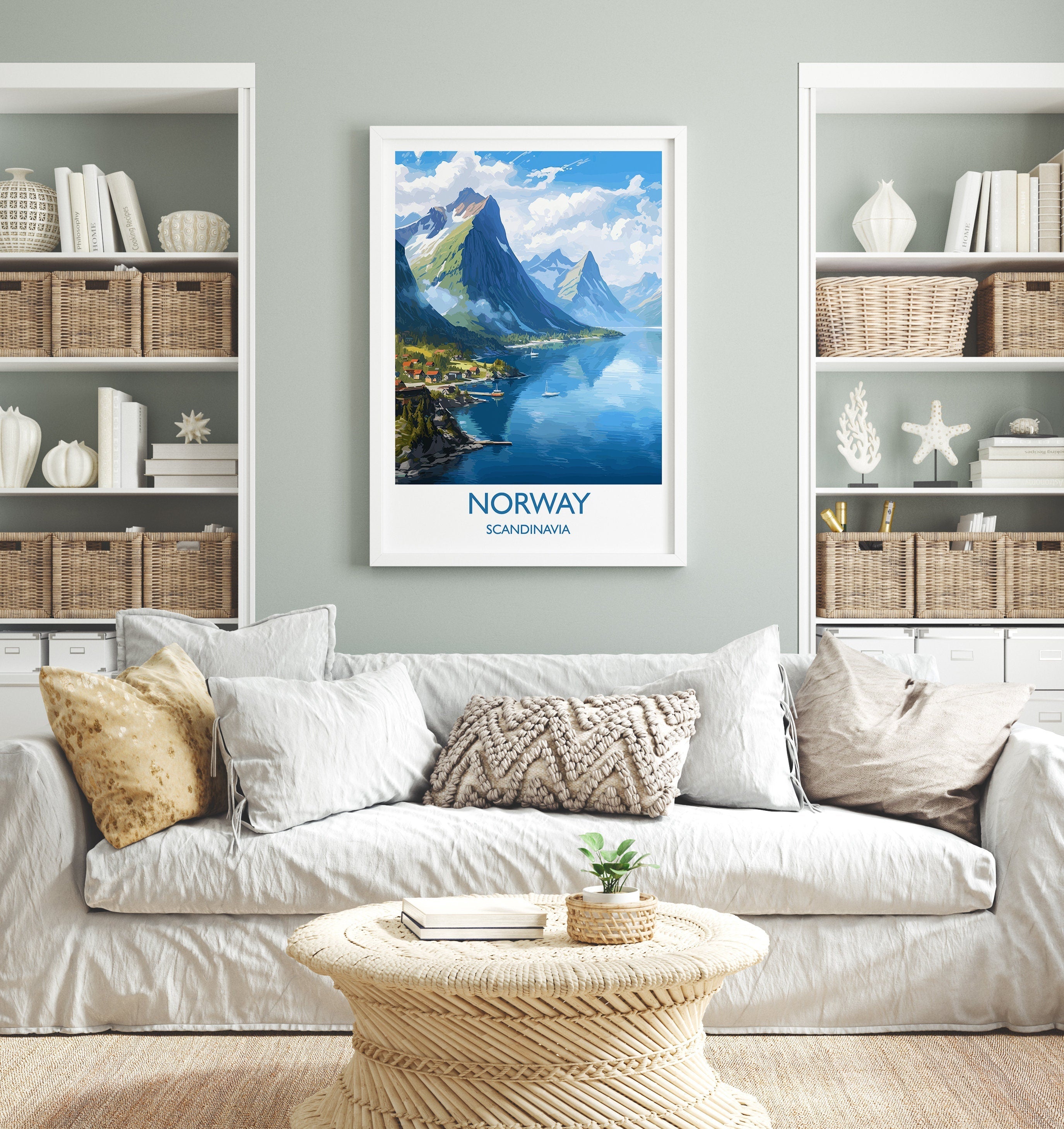 Norway Poster, Travel Print of Norway, Fjords Norway, Travel Gift NQ Media Designs
