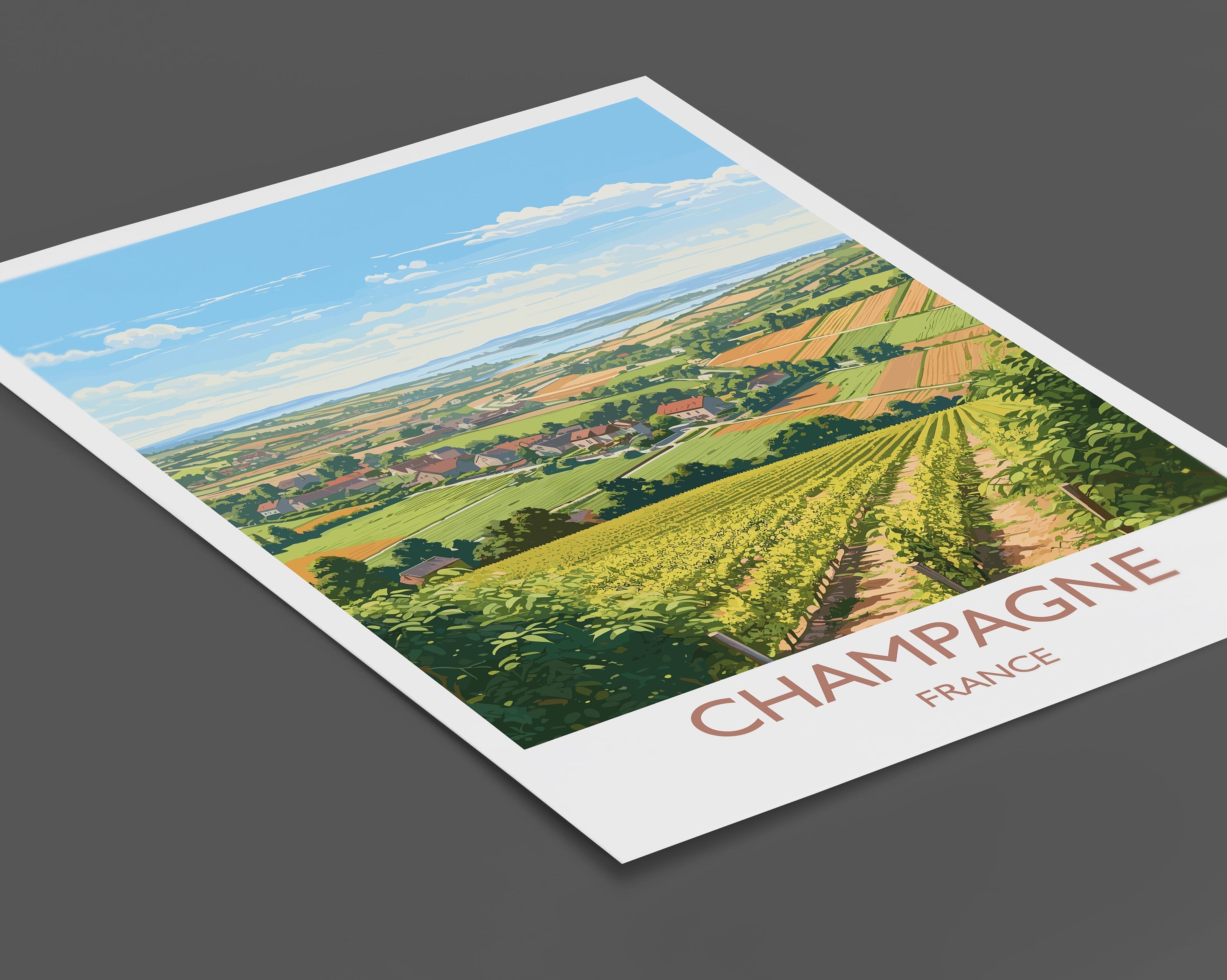 Champagne Poster, Travel Print of Champagne, Wine Region, France, Europe, Travel Gift NQ Media Designs