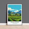 Winelands Poster, Travel Print of Winelands, Wine Region, South Africa, Travel Gift
