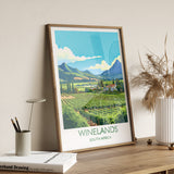 Winelands Poster, Travel Print of Winelands, Wine Region, South Africa, Travel Gift NQ Media Designs