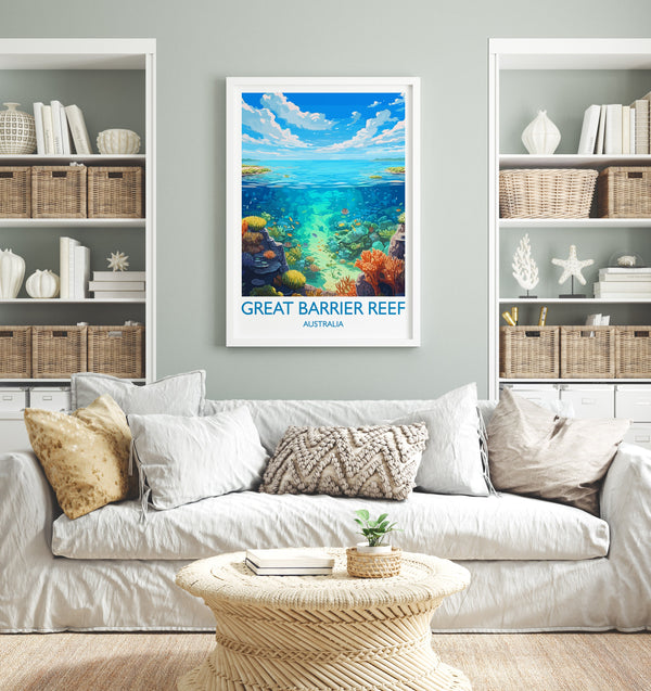 Great Barrier Reef Poster, Travel Print of Great Barrier Reef, Queensland, Australia, Travel Gift