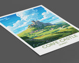 Corfe Castle Travel Print, Travel Poster of Corfe Castle, England, Corfe Castle Gift, Dorset Gift, Wall Art Print NQ Media Designs