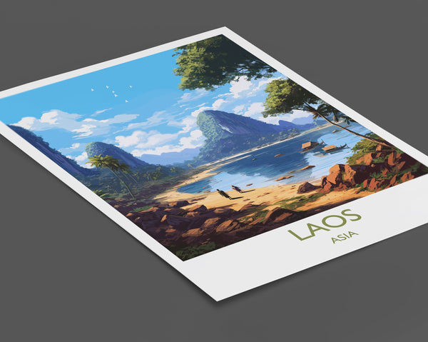 Laos Travel Print, Travel Poster of Laos, Asia, Laos Art, Laos Gift, Wall Art Print