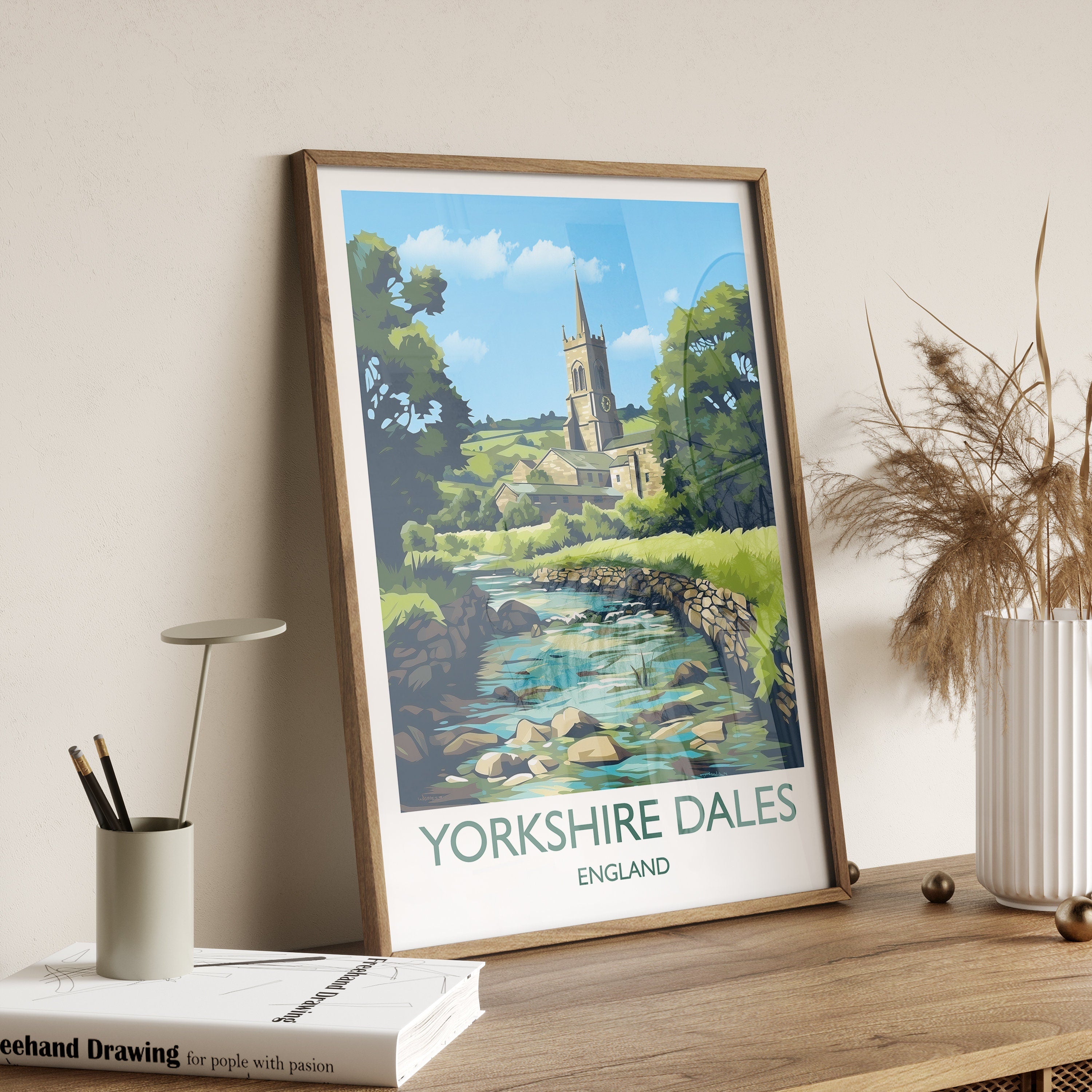 Yorkshire Dales Travel Poster, Travel Print of Yorkshire Dales,England, Yorkshire Dales Art, Yorkshire Dales Gift, Wall Art Print NQ Media Designs