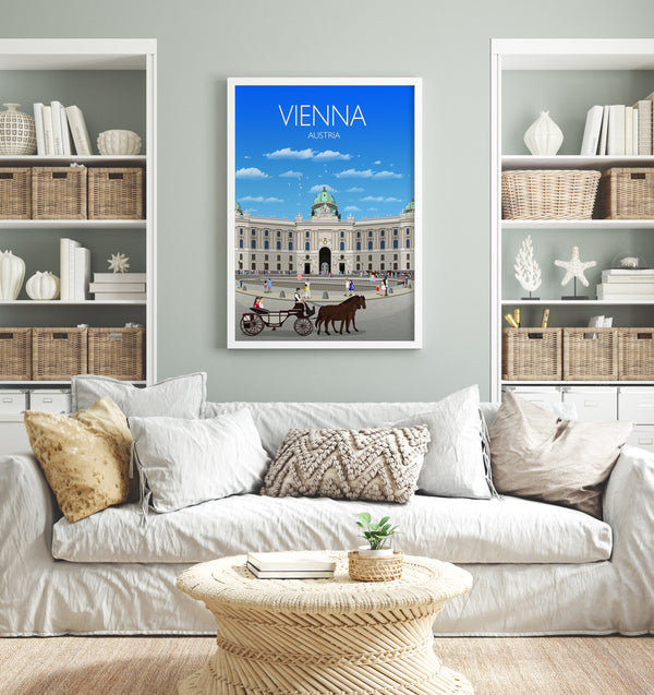Vienna Travel Poster, Vienna Travel Print, Hofburg Poster, Austria Wall Art Print, Travel Gift, Vienna Gift