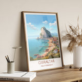 Gibraltar Travel Print, Travel Poster of Gibraltar, Mediterranean, Gibraltar Art, Gibraltar Gift, Wall Art Print NQ Media Designs