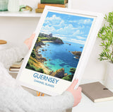 Guernsey Travel Print, Travel Poster of Guernsey, Guernsey Gift, Channel Islands, Wall Art Print NQ Media Designs