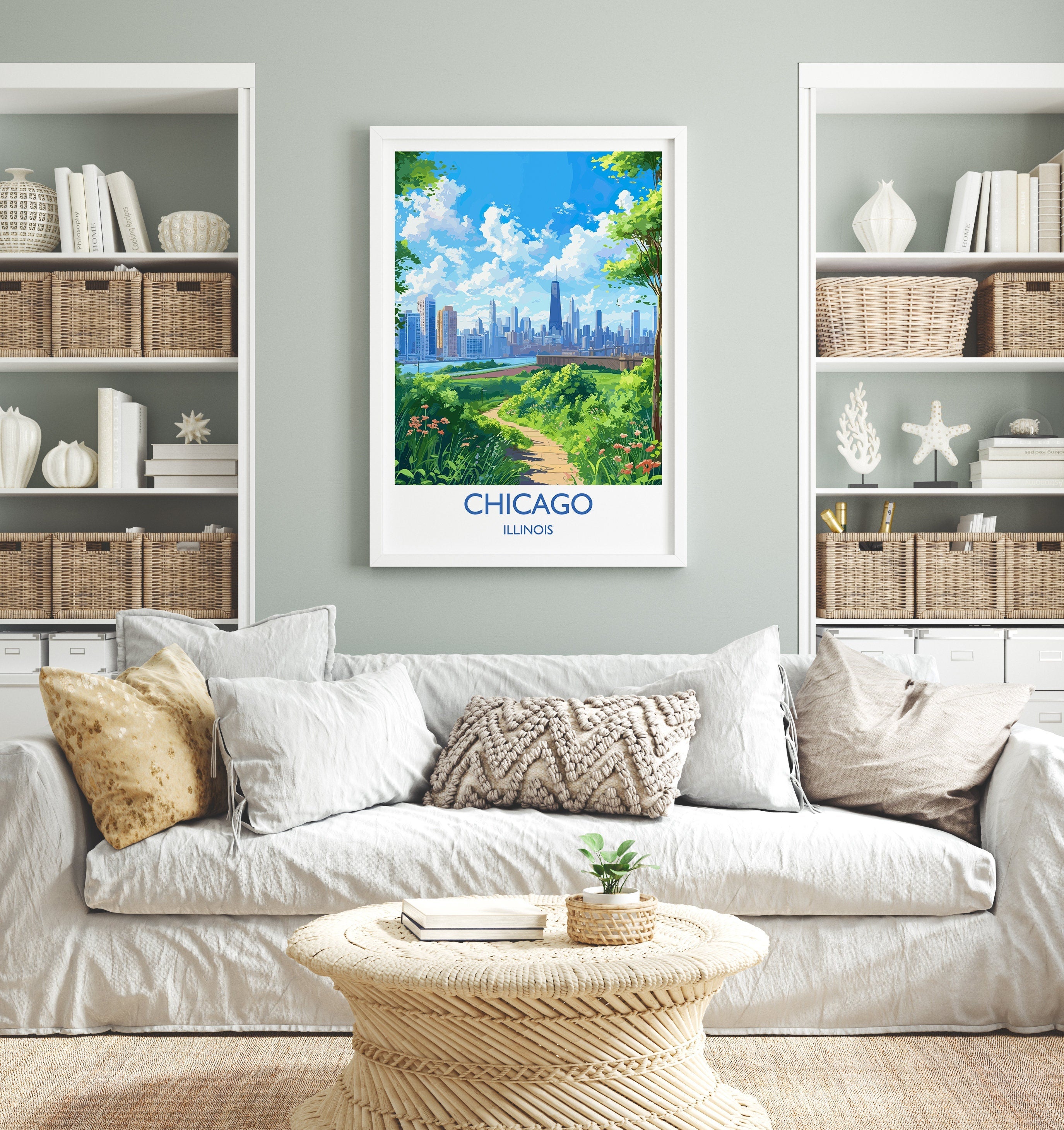 Chicago Travel Poster, Travel Print of Chicago, Illinois, USA Gift, Wall Art Print NQ Media Designs