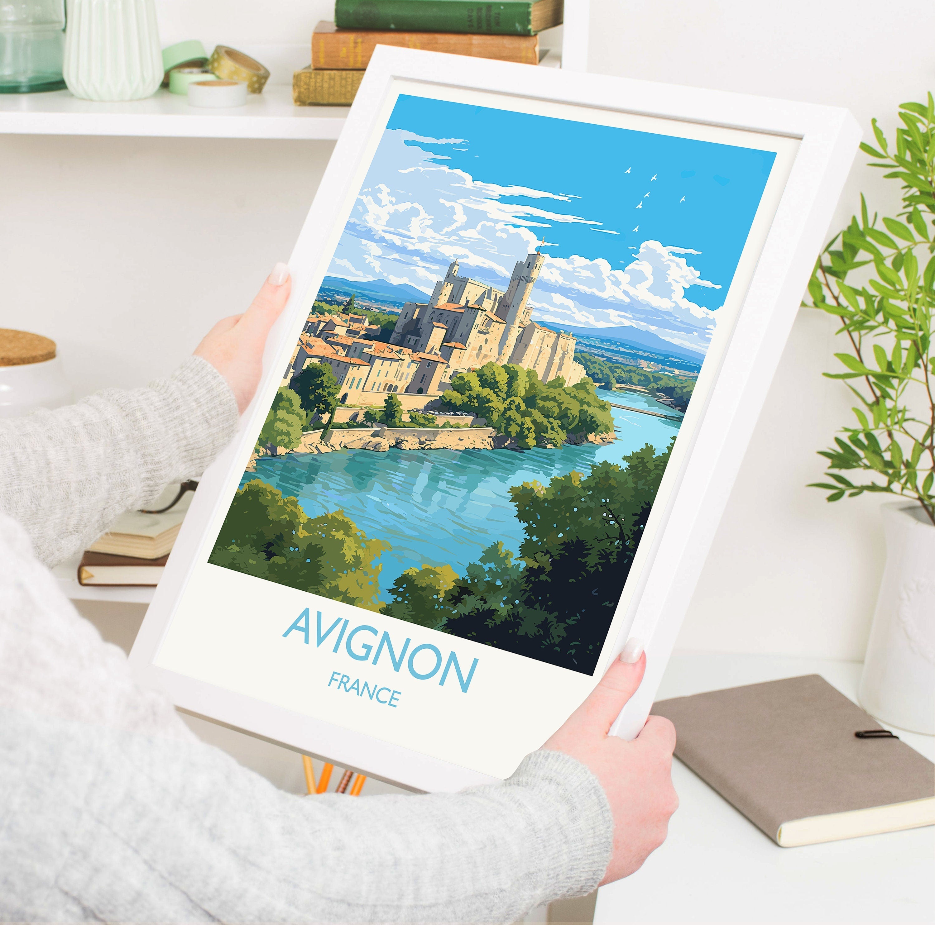 Avignon Travel Poster, Travel Print of Avignon, France, Provence Art, Avignon Gift, Wall Art Print NQ Media Designs