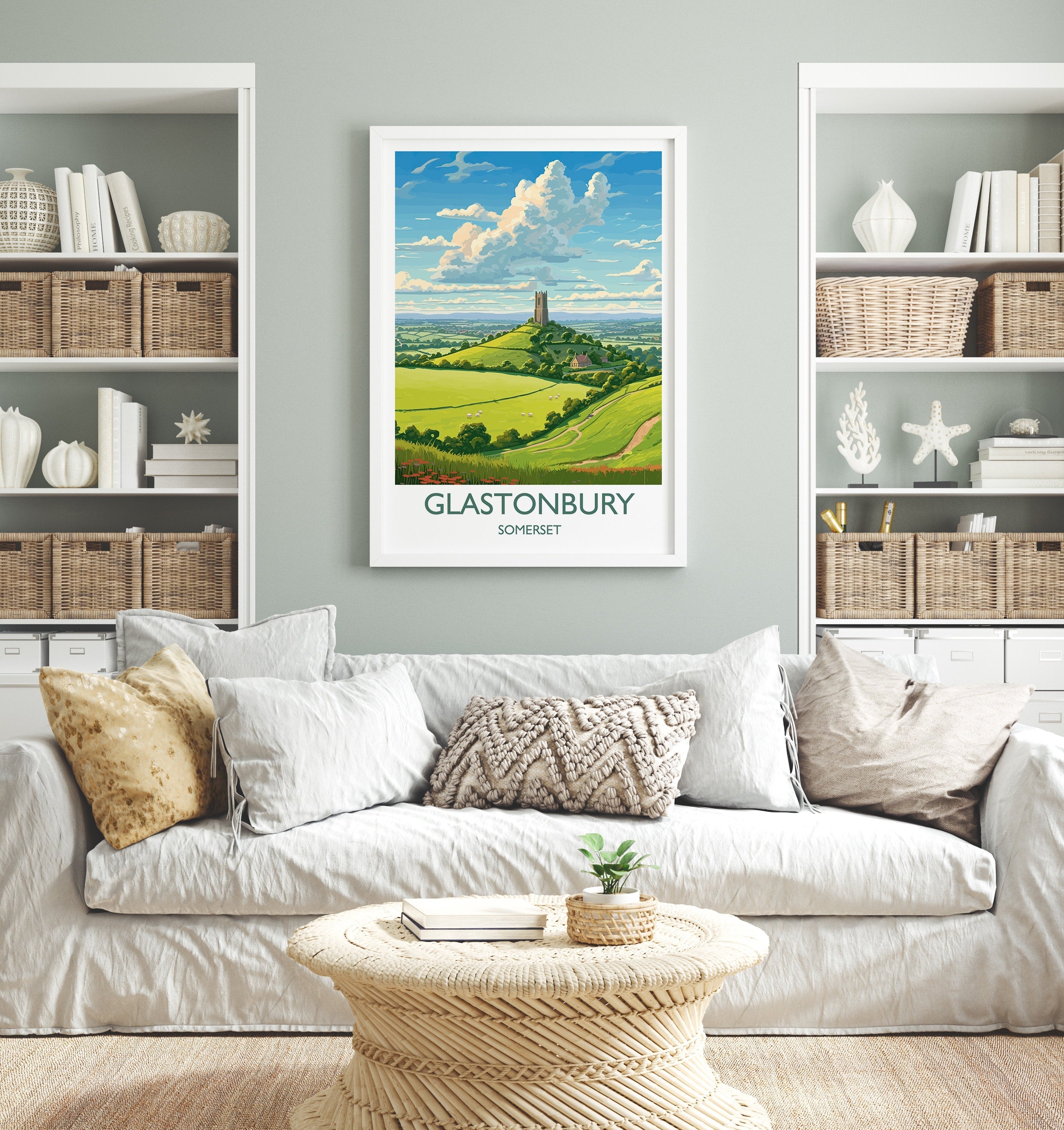 Glastonbury Travel Print, Travel Poster of Glastonbury, Somerset, England, Glastonbury Art, Somerset Gift, Wall Art Print NQ Media Designs