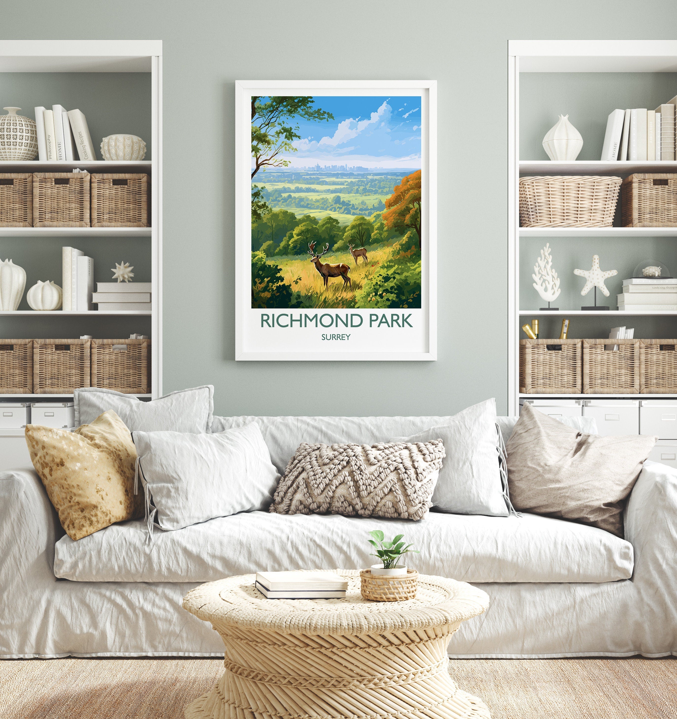 Richmond Park Travel Print, Travel Poster of Richmond Park, Surrey, London,England, London Art, London Gift, Wall Art Print NQ Media Designs