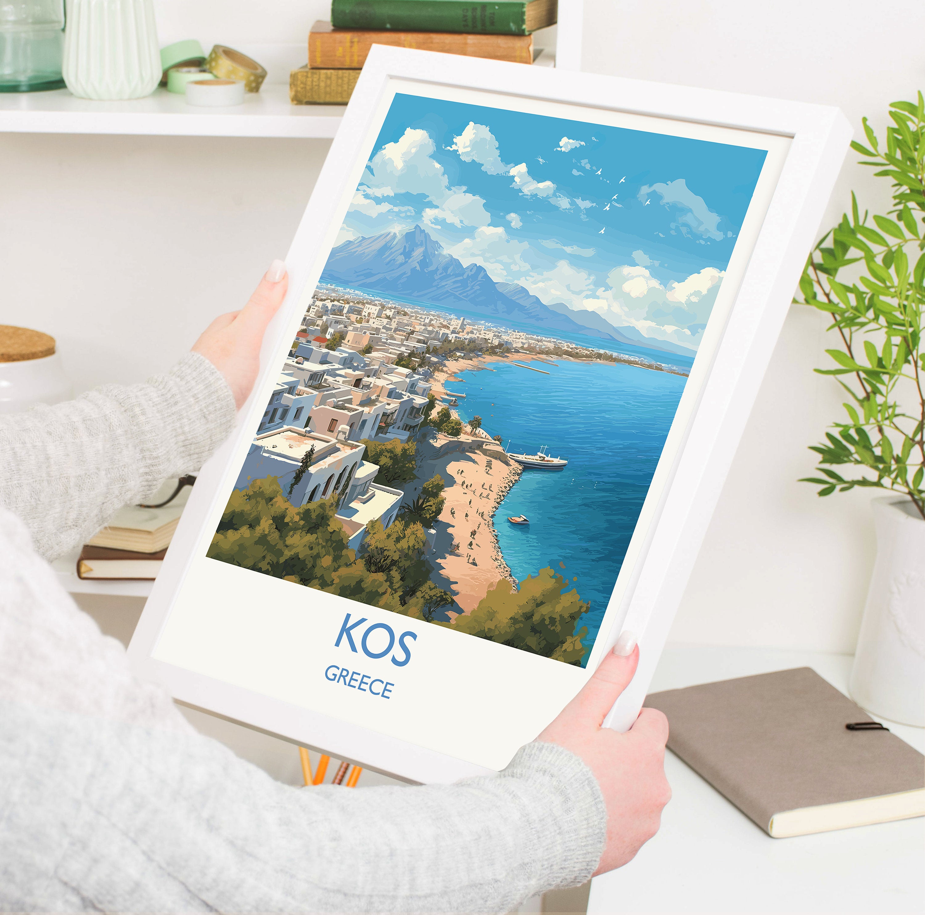 Kos Travel Print, Travel Poster of Kos, Greece Gift, Greek Islands Art, Kos Gift, Wall Art Print