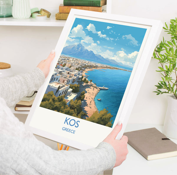 Kos Travel Print, Travel Poster of Kos, Greece Gift, Greek Islands Art, Kos Gift, Wall Art Print