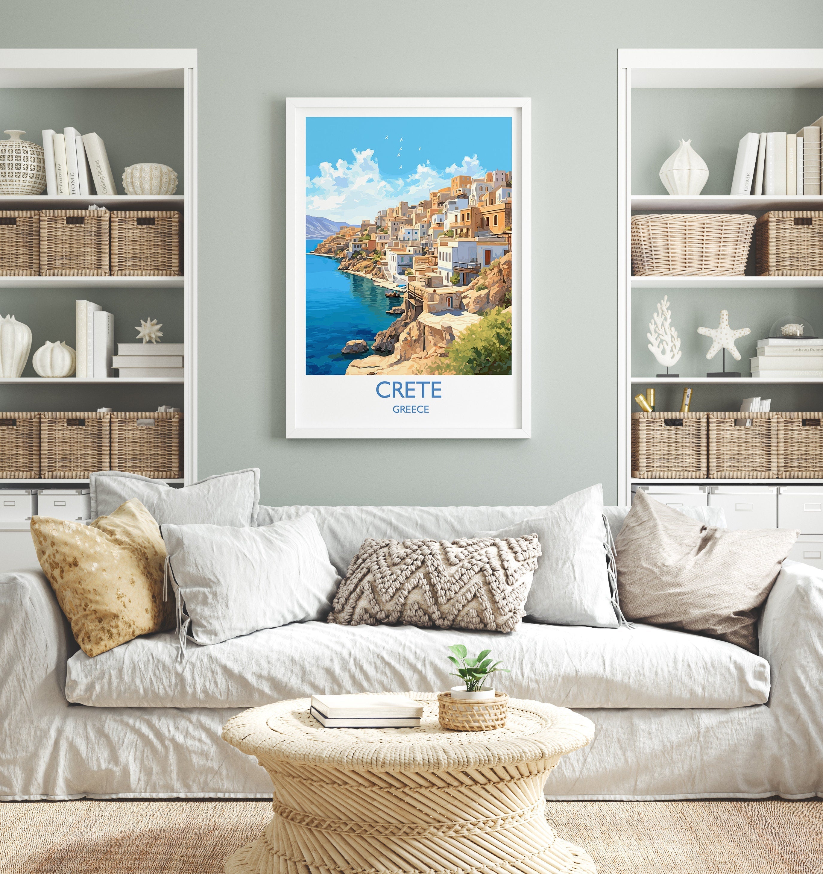 Crete Travel Print, Travel Poster of Crete, Greece Gift, Greek Islands Art, Crete Gift, Wall Art Print NQ Media Designs