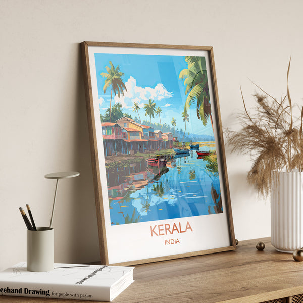 Kerala Travel Print, Travel Poster of Kerala, India, Kerala Art, Kerala Gift, Wall Art Print