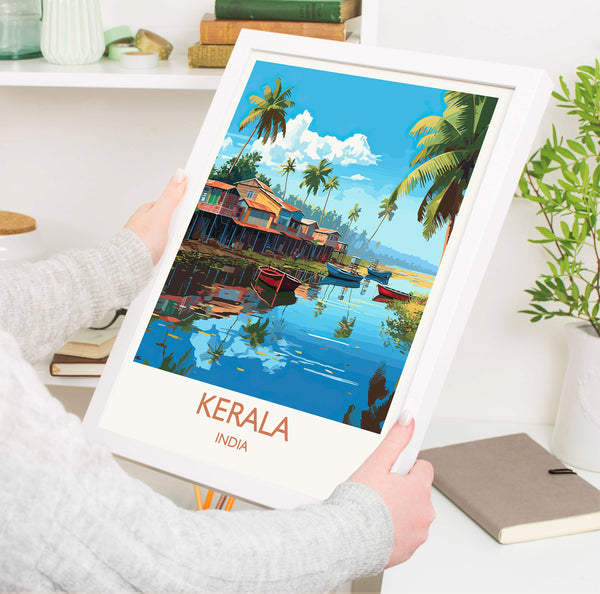 Kerala Travel Print, Travel Poster of Kerala, India, Kerala Art, Kerala Gift, Wall Art Print