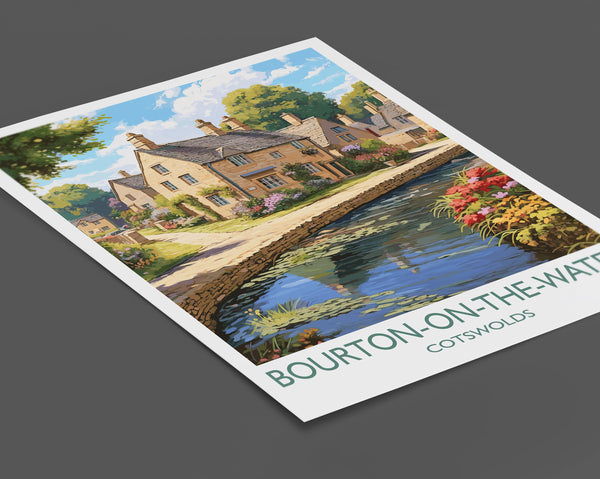 Bourton on the Water Travel Print, Travel Poster of Bourton on the water, England, Cotswolds Art, Cotswolds Gift, Wall Art Print