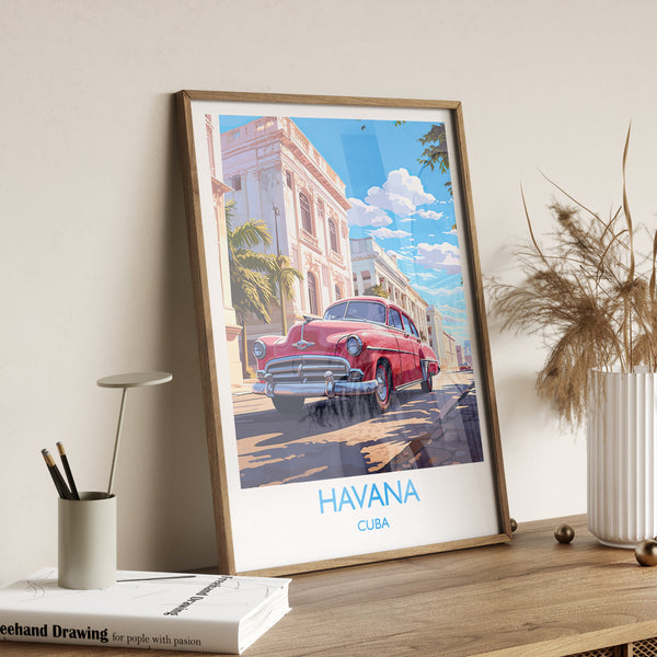 Havana Travel Print, Travel Poster of Havana, Cuba Havana Art, Havana Gift, Wall Art Print