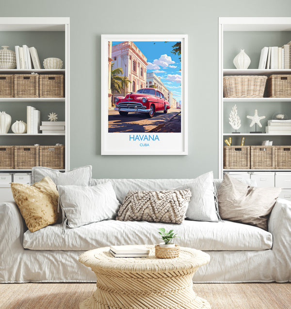 Havana Travel Print, Travel Poster of Havana, Cuba Havana Art, Havana Gift, Wall Art Print