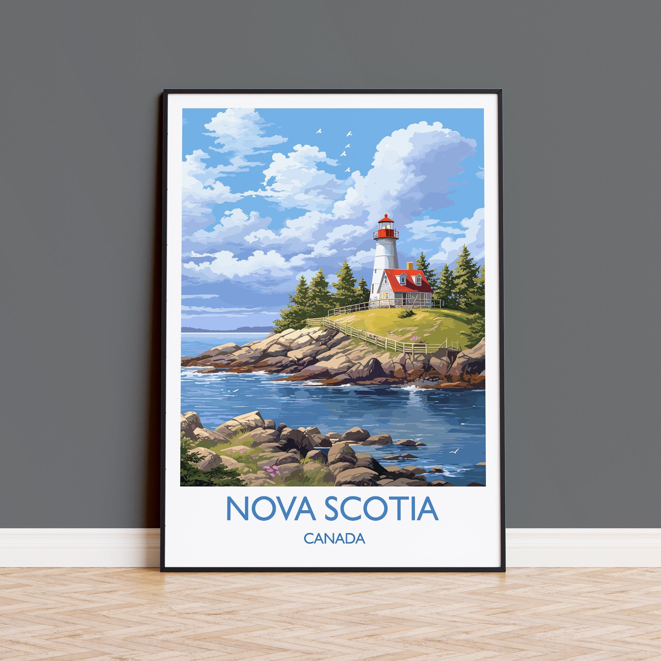 Nova Scotia Print, Travel Poster of Nova Scotia, Nova Scotia Gift, Canada, Travel Gift NQ Media Designs