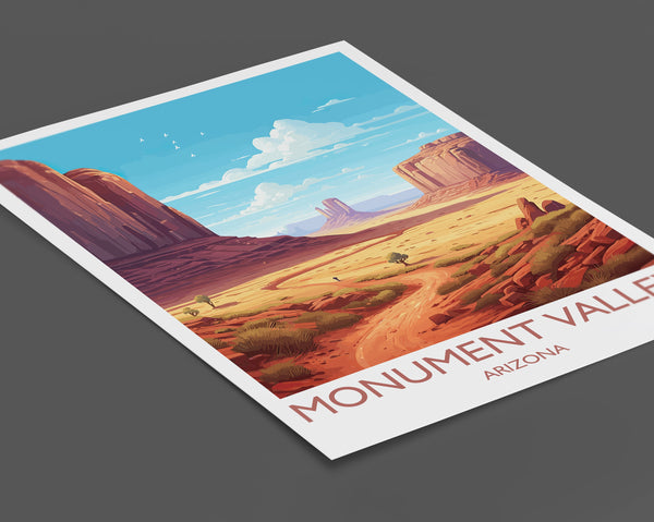 Monument Valley Travel Print, Travel Poster of Monument Valley, Arizona, Arizona Art, Monument Valley Gift, Wall Art Print