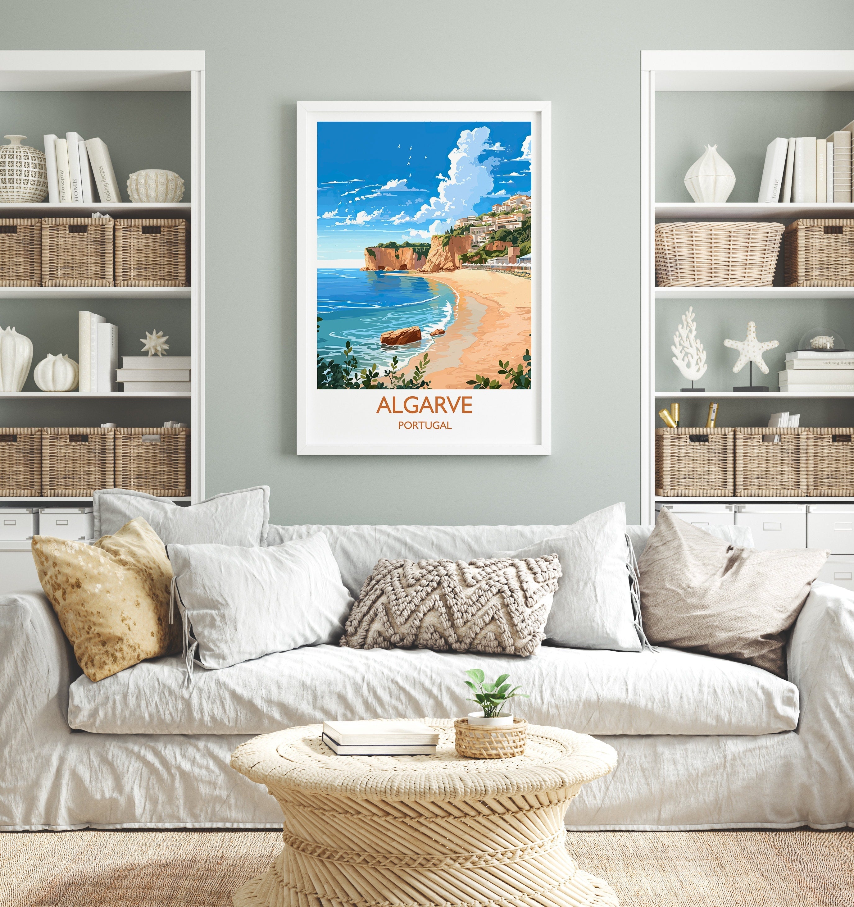 Algarve Travel Print, Travel Poster of Algarve, Portugal, Algarve Art, Algarve Gift, Wall Art Print NQ Media Designs
