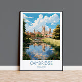 Cambridge Travel Print, Travel Poster of Cambridge, Cambridgeshire, England, Cambridge Art, UK Gift, Wall Art Print NQ Media Designs