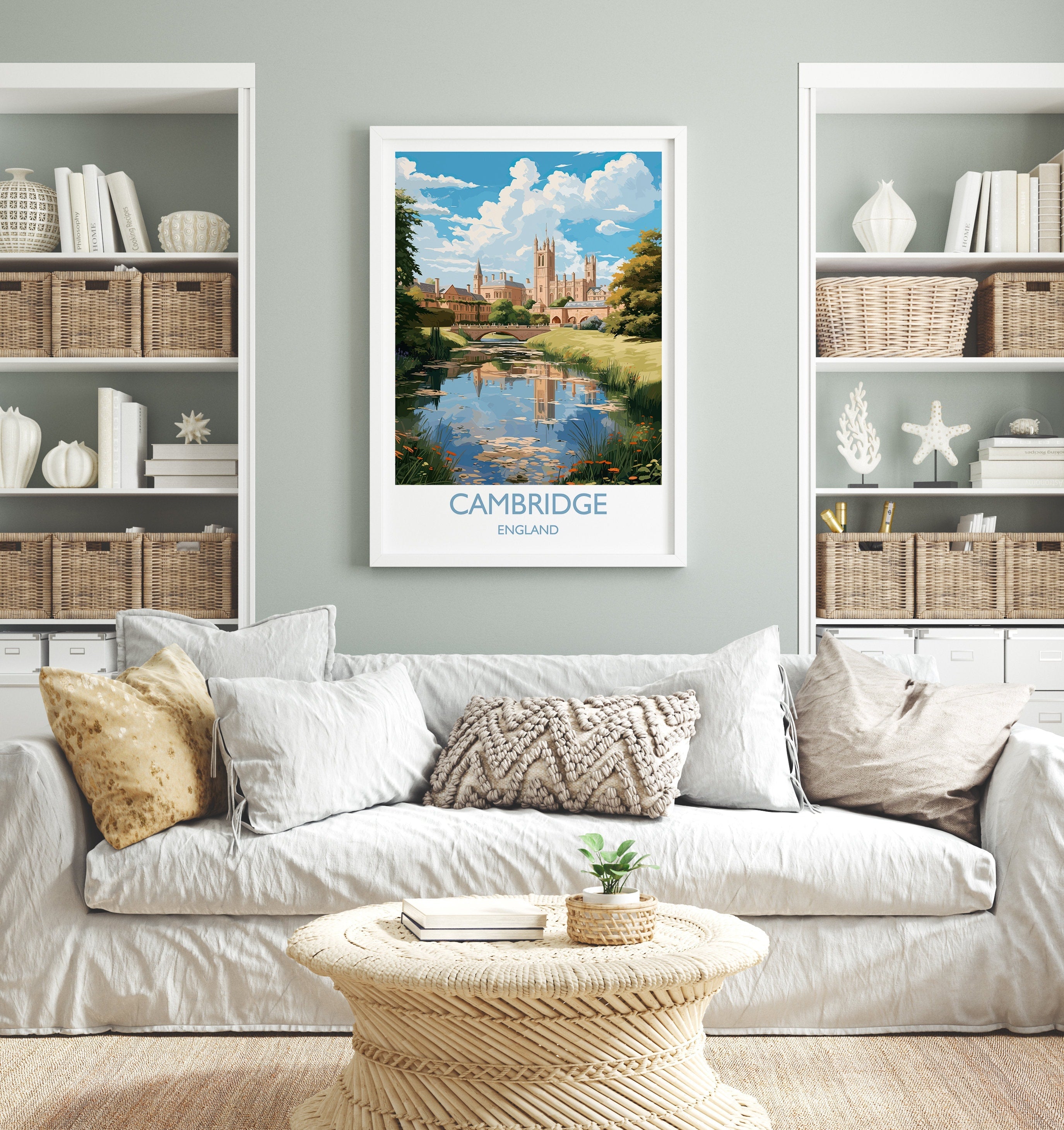 Cambridge Travel Print, Travel Poster of Cambridge, Cambridgeshire, England, Cambridge Art, UK Gift, Wall Art Print NQ Media Designs