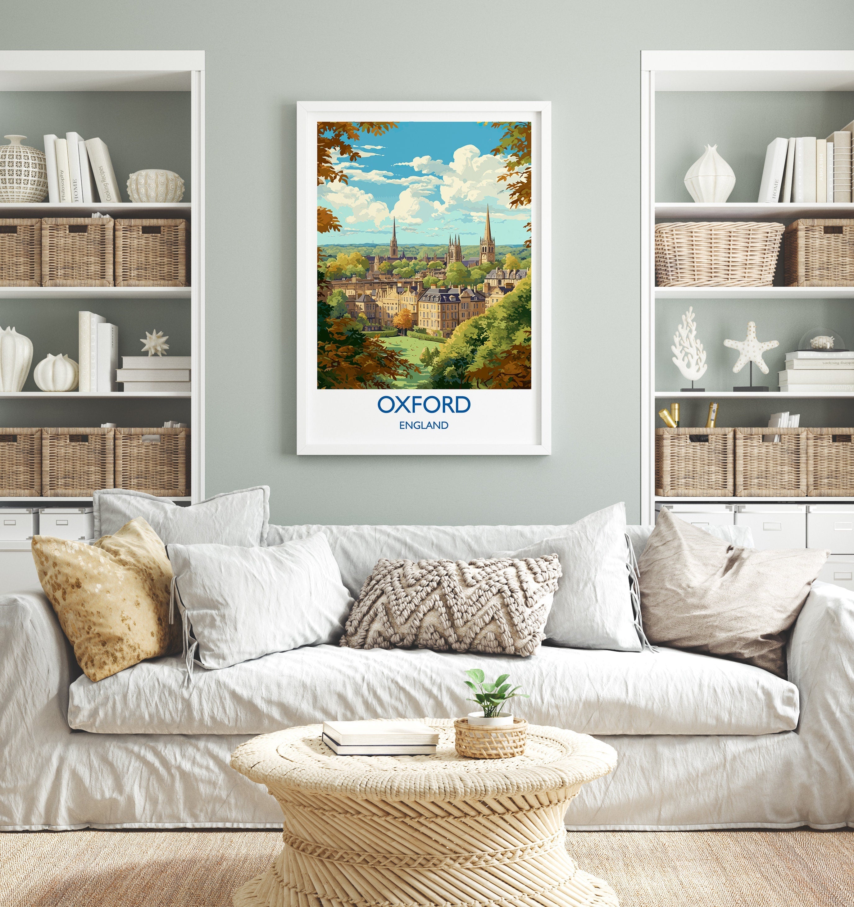 Oxford Travel Print, Travel Poster of Oxford, Oxfordshire, England, Oxford Art, UK Gift, Wall Art Print NQ Media Designs