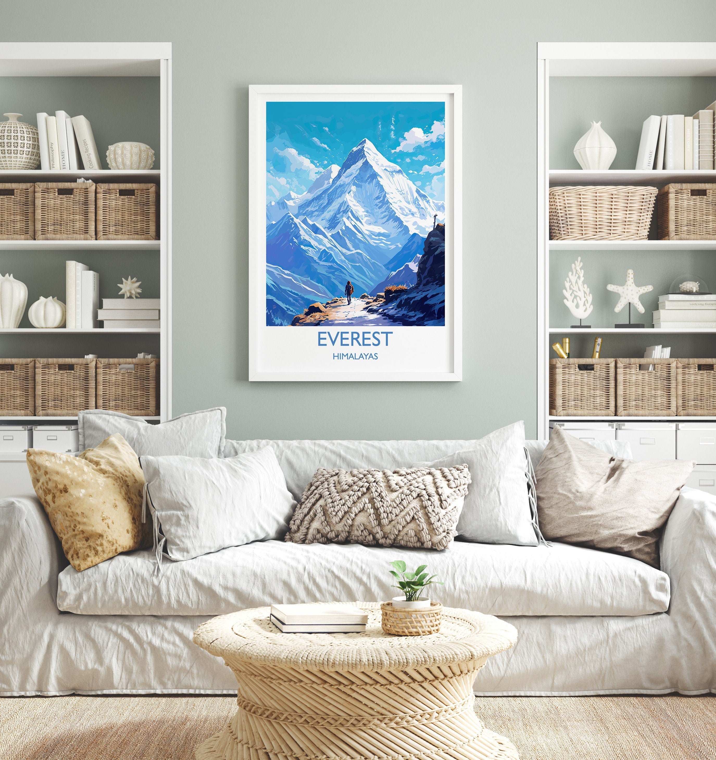Everest Travel Poster, Travel Print of Everest, Everest Gift, Himalayas Art, Mount Everest Gift, Wall Art Print NQ Media Designs