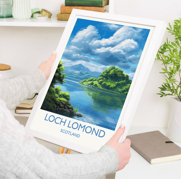 Loch Lomond Travel Poster, Travel Print of Loch Lomond, Scotland, Loch Lomond Gift, Wall Art Print