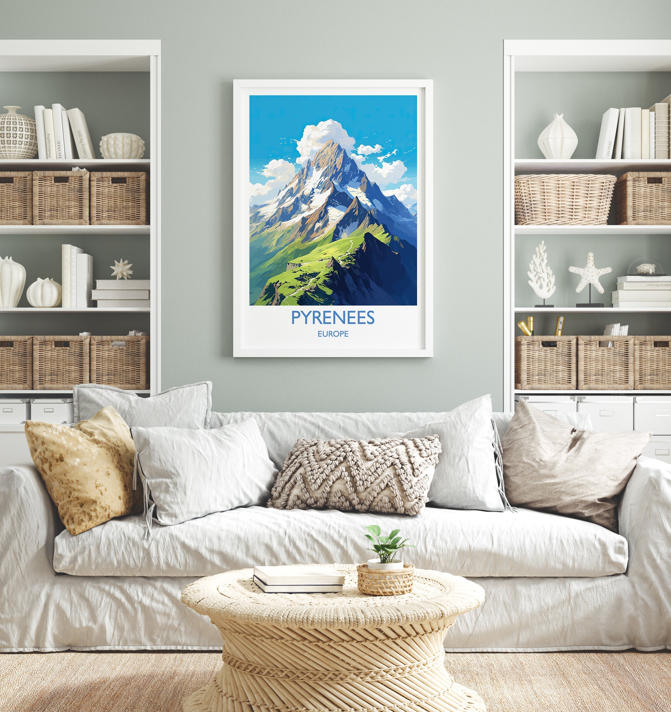 Pyrenees Travel Poster, Travel Print of Pyrenees, Pyrenees Gift, Mountain Art, Pyrenees Gift, Wall Art Print NQ Media Designs