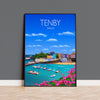 Tenby Travel Poster, Tenby Travel Print, Wales Poster, Wales Wall Art Print, Travel Gift, Tenby Gift NQ Media Designs