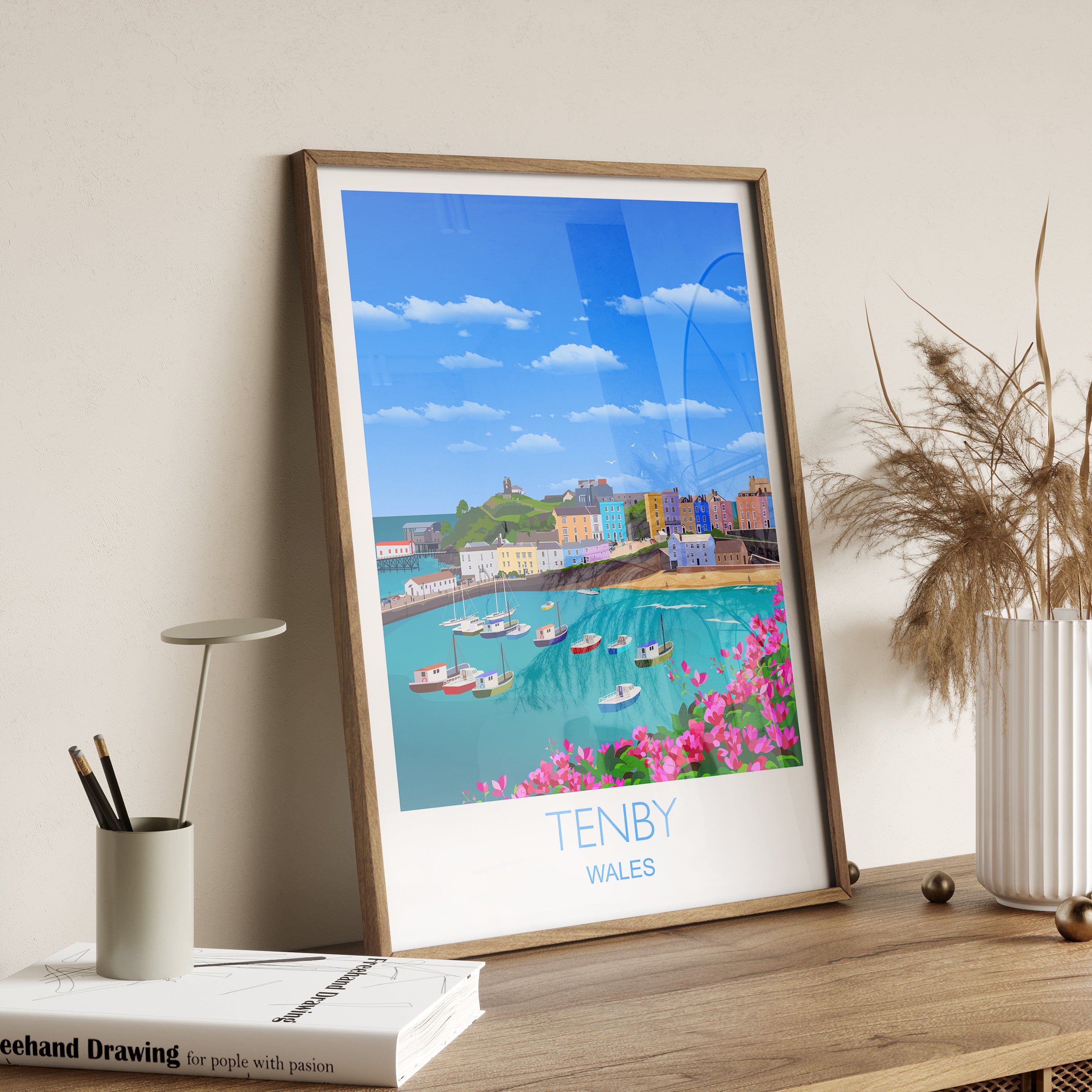 Tenby Travel Print of Tenby, Wales Poster, Wales, Tenby Travel Gift NQ Media Designs