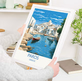 Paros Travel Poster, Travel Print of Paros, Greece Gift, Greek Islands Art, Paros Gift, Wall Art Print NQ Media Designs