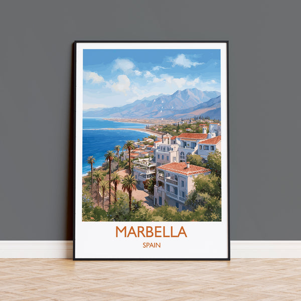 Marbella Travel Print, Travel Poster of Marbella, Spain, Marbella Art, Marbella Gift, Wall Art Print
