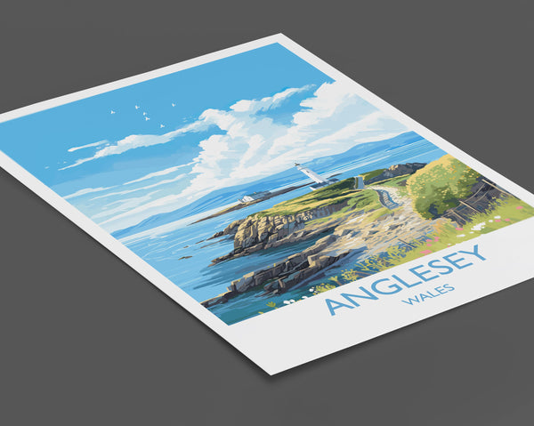 Anglesey Travel Poster, Anglesey Travel Print, Wales, Welsh Art, Anglesey Gift, Wall Art Print