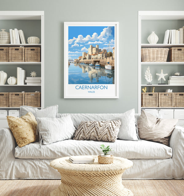 Caenarfon Travel Poster, Caenarfon Travel Print, Wales, Welsh Art, Caenarfon Gift, Wall Art Print