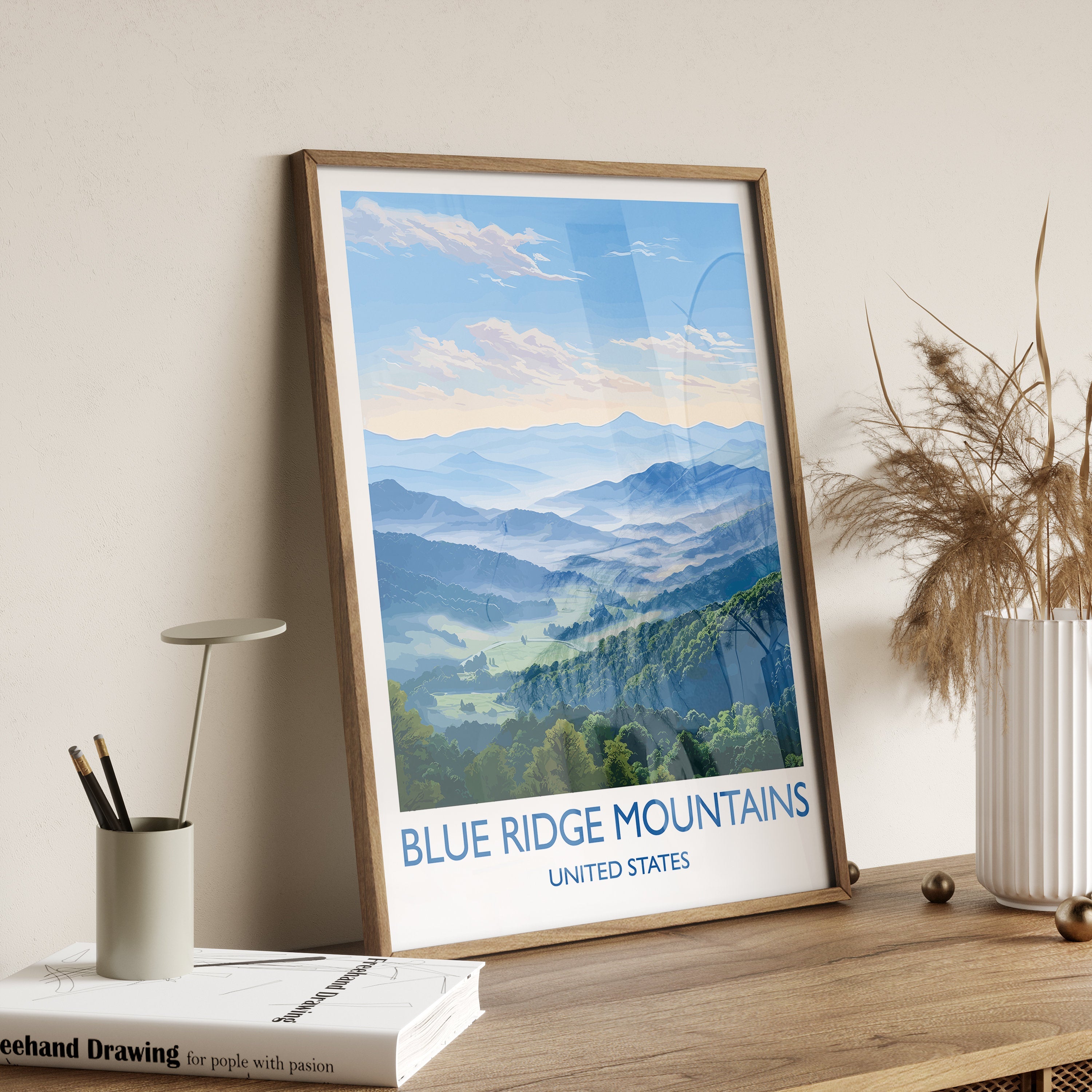 Blue Ridge Mountains Poster, Travel Print of Blue Ridge Mountains, Appalachian Mountains, USA, Travel Gift NQ Media Designs