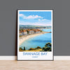 Swanage Bay Travel Print, Travel Poster of Swanage Bay, England, Dorset Coast Art, Dorset Gift, Wall Art Print NQ Media Designs