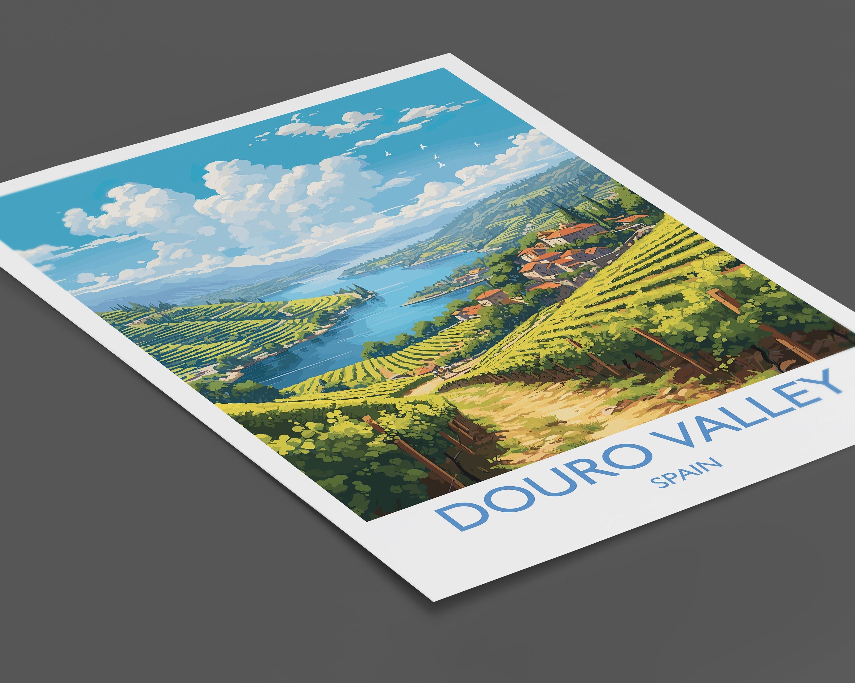 Douro Valley Travel Poster, Travel Print of Douro Valley, Spain, Wine Region Art, Douro Valley Gift, Wall Art Print NQ Media Designs