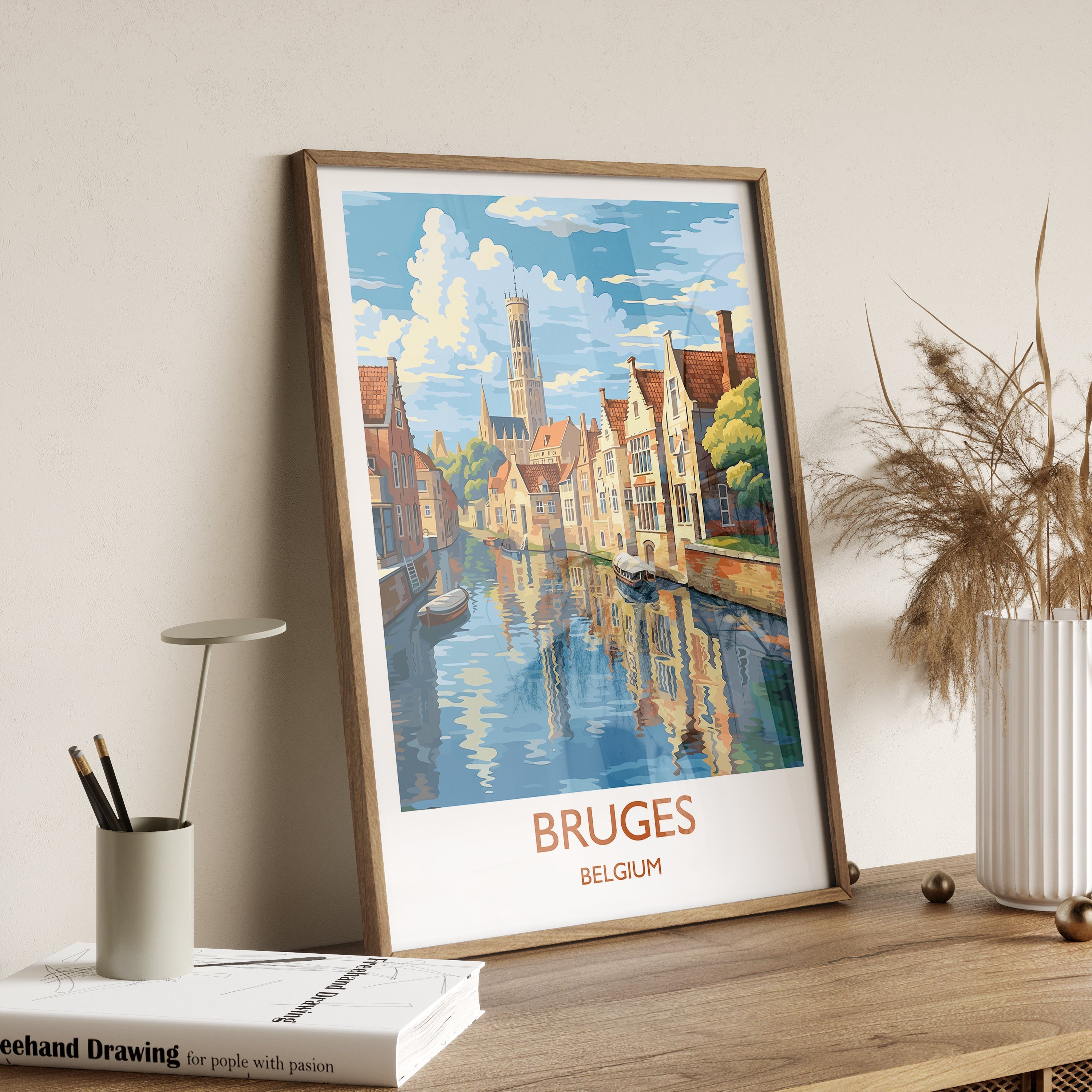 Bruges Poster, Travel Print of Bruges, Belgium, Travel Gift NQ Media Designs