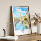 Bath Travel Print, Travel Poster of Bath, England, Cotswolds Art, Bath Gift, Wall Art Print NQ Media Designs