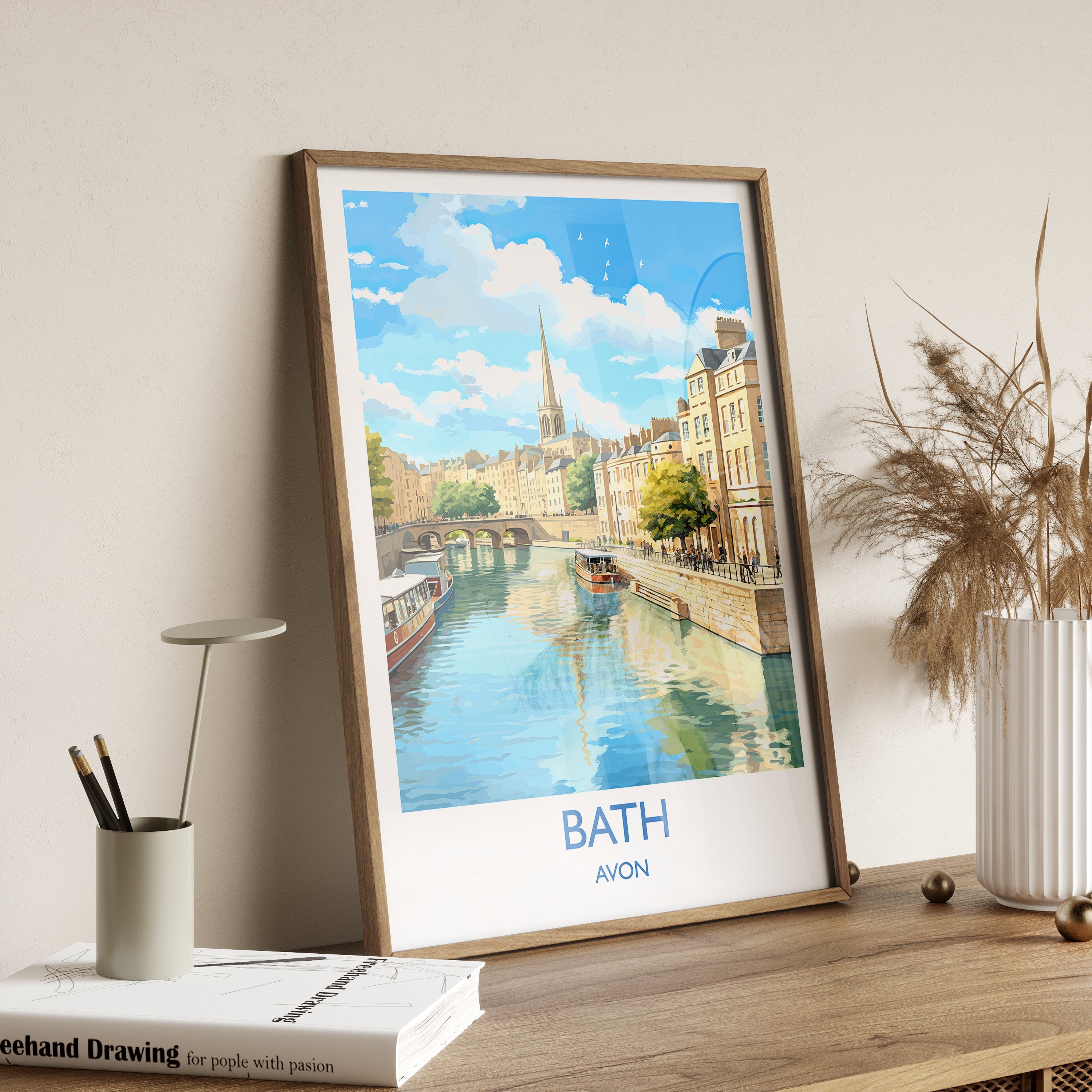 Bath Travel Print, Travel Poster of Bath, England, Cotswolds Art, Bath Gift, Wall Art Print NQ Media Designs